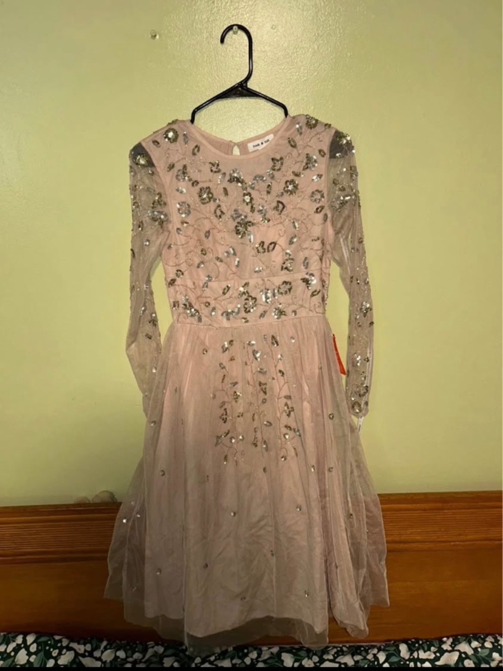 Frock and Frill Blush Embroidered Midi Dress, Size 2